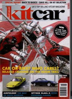 Kit Car Magazine 11/04 Boom Trike, Amphijeep, Spyder Elan + 2