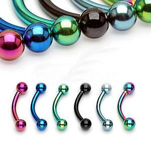 6pcs Titanium Anodized Eyebrow Rings 14g or 16g Wholesale Body Jewelry
