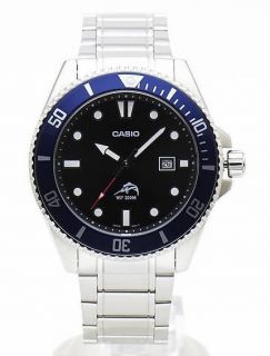 CASIO MDV 106D 1A2 MENS 200M DIVER STAINLESS STEEL BLACK DIAL BLUE