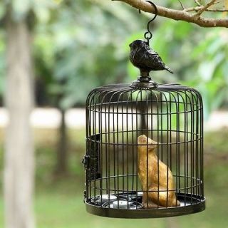 14.5 Bird Cage and Cat Candleholder Hanging Accent
