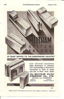 Meltham Huddersfield Silica Refractory Fire Bricks 1947 Vintage Advert