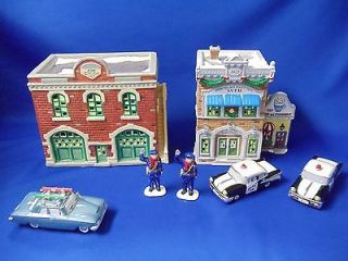 DEPT 56 SNOW VILLAGE FIRE POLICE STATION CALLING ALL CARS HEADING HILL