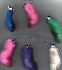 Real BLUE Rabbit Foot Key Chains Cat Toys hang from Auto Hand Bag