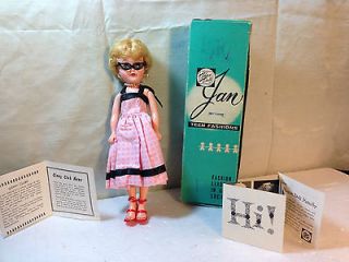 Doll Jan in Pink Check Dress Pearls Earrings Heels CatsEye Glasses