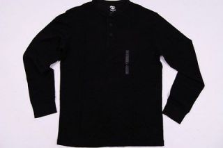 Timberland Long Sleeve Thermal Henley Cotton Shirt for Men in Caviar