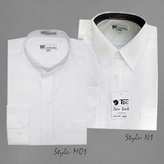 Mens Tdc Collection Pointed / Mandarin Collar White Dress Shirt All