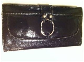 Guess black patent checkbook wallet. Womens.