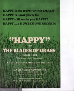 BLADES OF GRASS   Happy   1967 VINTAGE CASH BOX PROMO AD