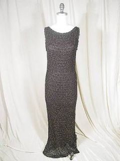SIMON CHANG Luscious Black and Gold Knit Gown S
