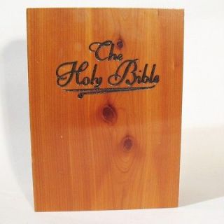 Vintage Cedar Wood Holy Bible Chest Holder Box w/ Jesus Christ