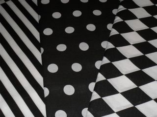Black & White print Polycotton Fabric 3 designs Fat quarter 50x55cm £