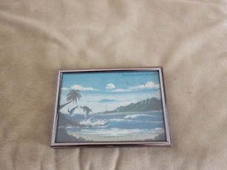 PICTURE FRAME OF THE OCEAN, MOUNTAINS, HAND MADE BY SAND