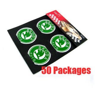 50 Packages Wheel Center Hub Cap Cover Emblem Sticker For Skoda