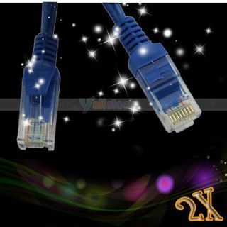 2X New 2M RJ45 Lan Cat5 Cat5e M/M Ethernet Network Cable 6FT Blue