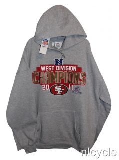 SF 49ERS NFL 2011 PLAYOFFS WEST DIV CHAMPIONS GREY HOODIE BOLD GOLD