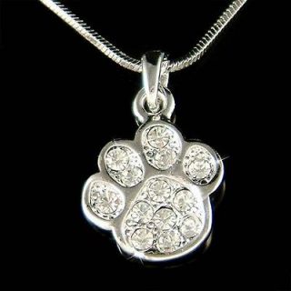 Crystal Cute Dog KITTY CAT Kitten ~Pawprint Paw Print Charm Necklace