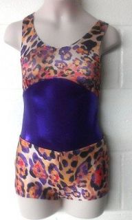 Shorts Set Youth Girls Gymnastics Dance Spankies Leopard Purple Cheer