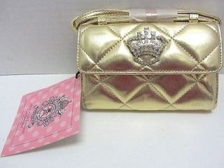 My Flat in London MFIL Sm Gold Quilted Crown Motif Shoulder Strap