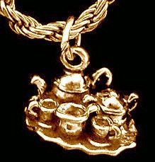 Tea cups Party Coffee Set Pot 24k Gold plated Charm Pendant Jewelry