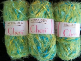 Moda Dea Cheri fuzzy & soft luxury yarn, Green, lot of 3
