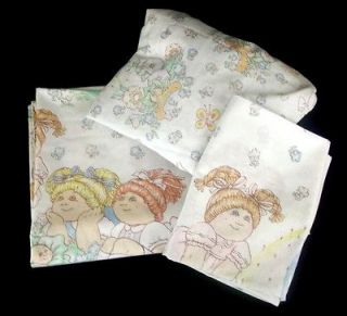 Patch Kids Vintage Twin Sheet Set Fitted Flat Pillow Case 1983 CPK
