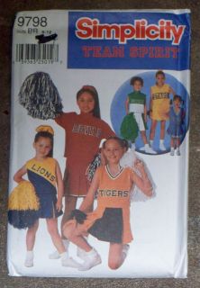 9798 Team Spirit Girls Cheerleader Outfit Pattern Child Sz 8   12