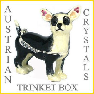 Lovely ChiWaWa Dog Trinket Box w/ Austrian Crystals