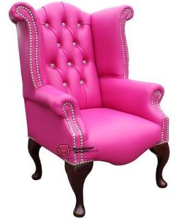 Chesterfield Baby Princess Crystal Queen Anne Kids Wing Armchair Pink