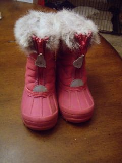 Toddler Girls POLARIS Winter Snow BOOTS Fur Trim Pink Reflector 9