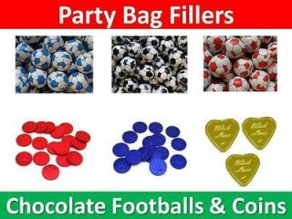 Filler Chocolate Sweets Footballs Coins Hearts Red Blue Gold Coin bags
