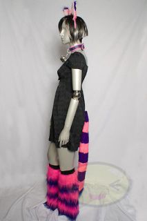 Cheshire Cat Tail, Ears, Legwarmers, and Collar Set Cosplay Halloween