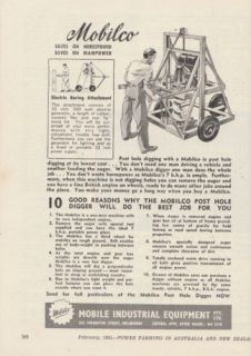 Vintage 1951 MOBILCO POST HOLE DIGGER Advertisement