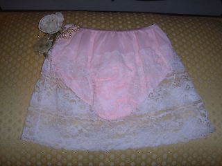 50s PINK ACETATE Deep Lace FRENCH Chantilly Lace Mini Half Pantie Slip