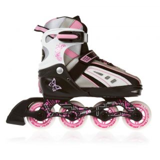 SFR Vortex Adjustable Girls Inline Roller Skates   White/Black/Pi nk