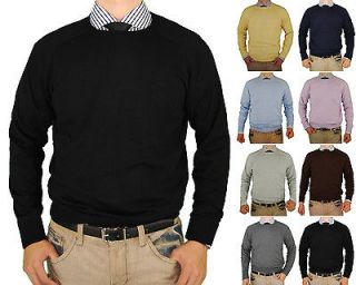 Luciano Natazzi Mens Crew Neck Cotton Sweater Cashmere Touch 8 Colors