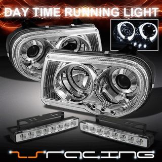 05 10 CHRYSLER 300C HALO PROJECTOR CHROME HEADLIGHTS +2in1 DRL LED