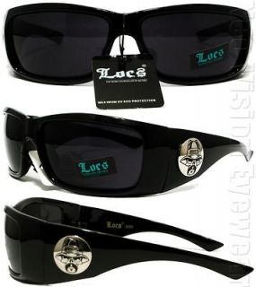 Locs Authentic Sunglasses Super Dark Lenses OG Style Skull Black Shiny