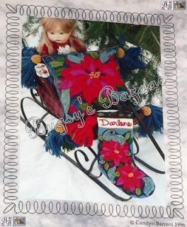 Barrani POINSETTIA STOCKING Crewel Embroidery Christmas Kit