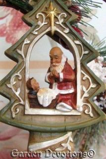 ADORING SANTA & BABY JESUS ORNAMENT Christmas Tree KNEELING & PRAYING