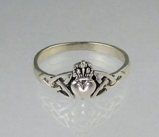 Silver Ring Claddaugh Claddagh Design Size 4 13