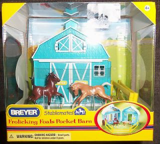 Stablemates Frolicking Foals Pocket Barn   NIB 2 horses, barn, fence
