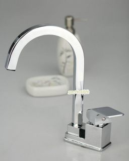 Classic Elegant double Holes cover Kitchen Sink Chrome Mix Tap Faucet