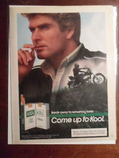 1985 Print Ad KOOL Cigarettes ~ Motorcycle Man break Away