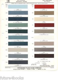 1963 Chrysler & Imperial PPG Ditzler Paint Color Chip Card Body Paint