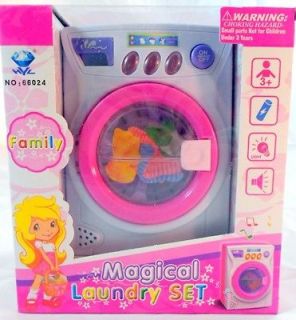 Kids Girls Toy Washer Dolls Washing Machine Light up Spinning With