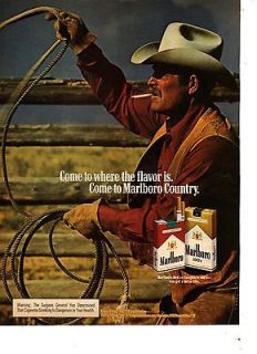 1979 MARLBORO CIGARETTES COWBOY WITH HAT ORIGINAL PRINT AD e3