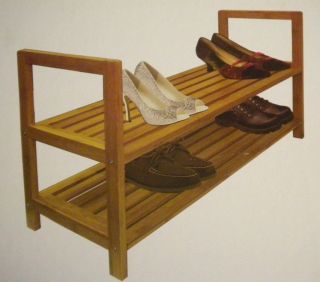 Tier Shelf Bamboo 8 Shoes Closet Foyer Entryway Rack Stand