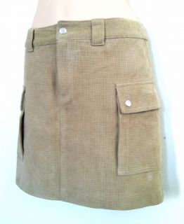 Club Monaco Beige Suede Short Military Inspired Skirt. Size 4