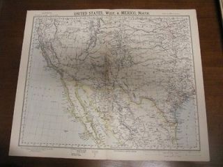 VERY SCARCE MAP OF US WEST & MEXICO,NORTH FROM LETTSS POPULAR ATLAS