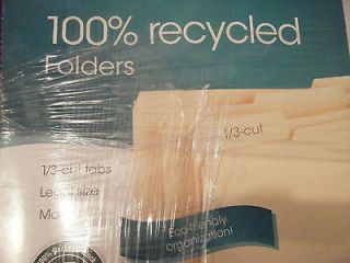 Lot of 200 Smead File Folder, Legal, 100% Recycled 11 Point, 1/3 Cut